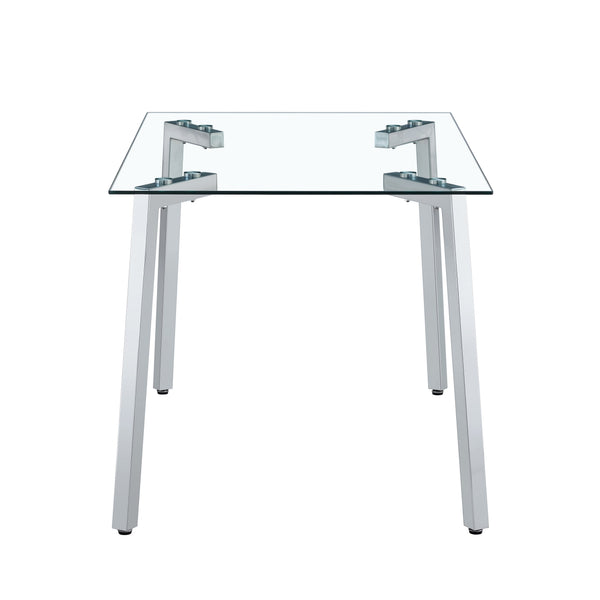 English Elm Glass Dining Table - Elegant Transparent Design With Sturdy Chrome Legs - Modern & Versatile For Any Space W370S00053