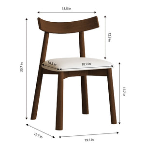 English Elm Set of 2 Armless Wood Dining Chairs Leather Cushioned Ergonomic Curved Back Dark Walnut W2700P388273