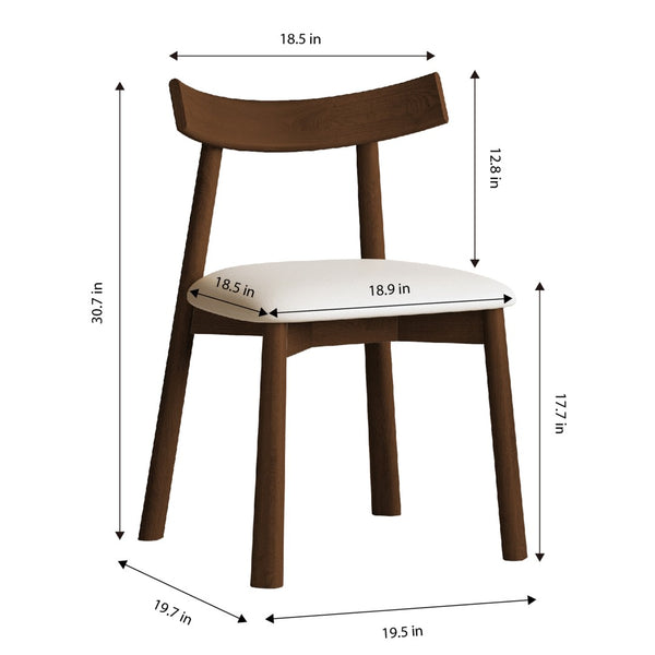 English Elm Set of 2 Armless Wood Dining Chairs Leather Cushioned Ergonomic Curved Back Dark Walnut W2700P388273