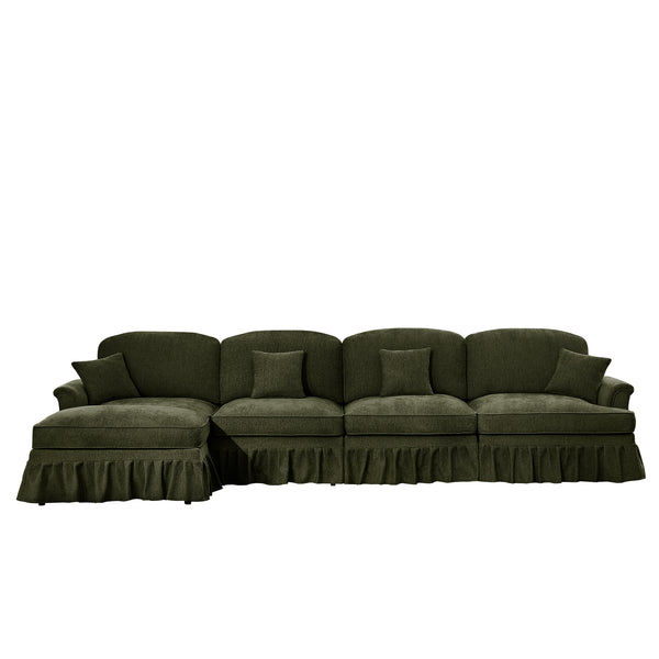 English Elm Classic Modular L-Shaped Sectional Couch In Soft Chenille - Elegant, Versatile Design With Ottoman W3041S00272