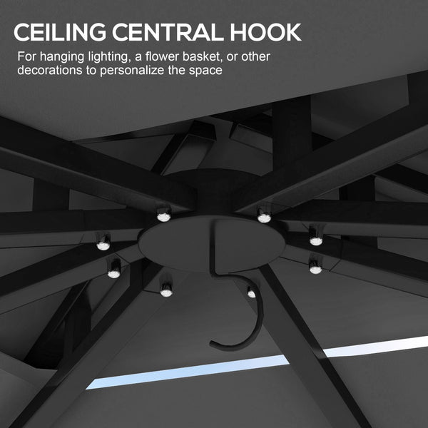 English Elm Outsunny 10' X 12' Double Roof Gazebo With Netting - Elegant Outdoor Canopy For Backyard Comfort W2225P174135-GIGA