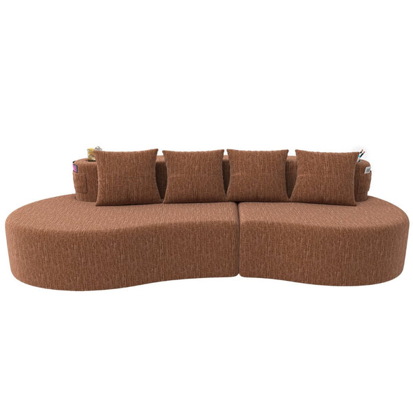 English Elm Modern Half Moon Chenille Sectional Three Seat Curved Sofa for Living Room or Apartment Orange W395P435343