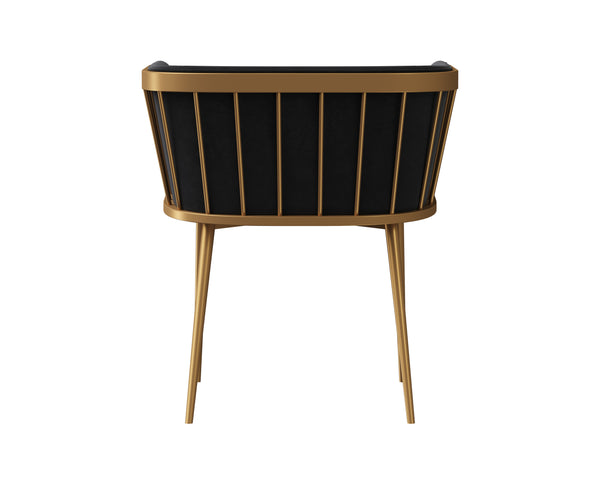 Sunpan Caily Dining Armchair - Modern Elegance with Gold Stainless Steel Frame for Stylish Dining Spaces Abbington Black