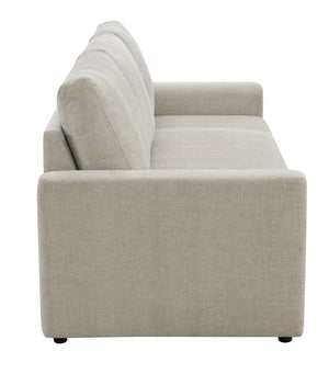 English Elm Leira Beige Linen Pull Out Sleeper Sectional Sofa with Full-Size Extendable Bed, Removable Cushions, Durable Wood Frame B2726P242404