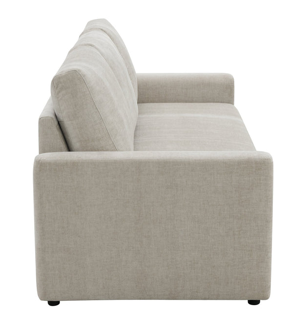 English Elm Leira Beige Linen Pull Out Sleeper Sectional Sofa with Full-Size Extendable Bed, Removable Cushions, Durable Wood Frame B2726P242404