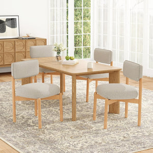 English Elm Modern Linen Upholstered Dining Chair Set Solid Wood Cross Base Removable Back Light Gray T3623P465995