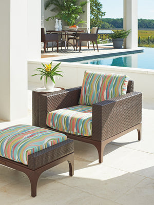 Lexington Tommy Bahama Outdoor 3420-11-40 Abaco Lounge Chair - Elegant Outdoor Seating With Woven Leather And Artisan Aluminum Frame  Wood 3420-11-40