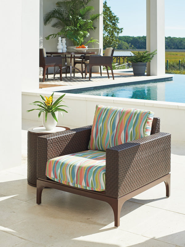 Lexington Tommy Bahama Outdoor 3420-11-40 Abaco Lounge Chair - Elegant Outdoor Seating With Woven Leather And Artisan Aluminum Frame  Wood 3420-11-40