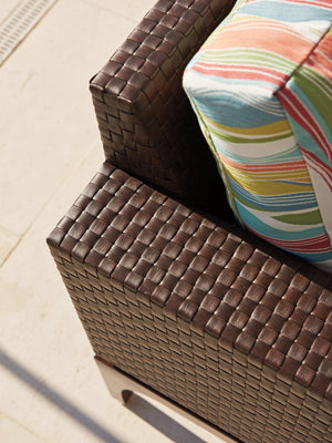 Lexington Tommy Bahama Outdoor 3420-11-40 Abaco Lounge Chair - Elegant Outdoor Seating With Woven Leather And Artisan Aluminum Frame  Wood 3420-11-40