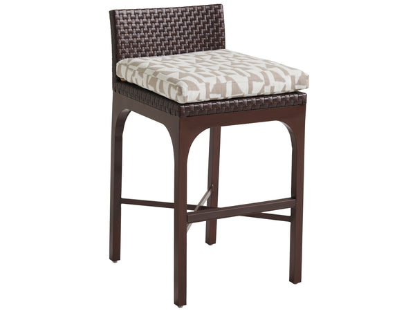 Lexington Tommy Bahama Outdoor 3420 Abaco Bar Stool - Elegant Contemporary Design In English Walnut & Woven Leather Finish  Wood 3420-16-40