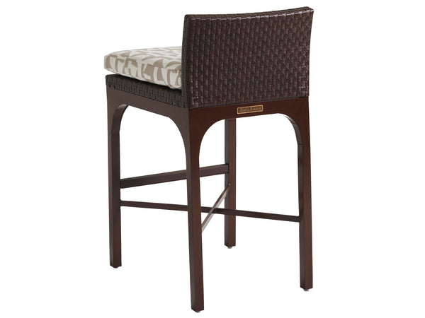 Lexington Tommy Bahama Outdoor 3420 Abaco Bar Stool - Elegant Contemporary Design In English Walnut & Woven Leather Finish  Wood 3420-16-40