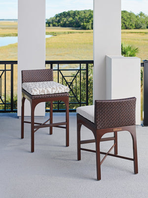 Lexington Tommy Bahama Outdoor 3420 Abaco Bar Stool - Elegant Contemporary Design In English Walnut & Woven Leather Finish  Wood 3420-16-40