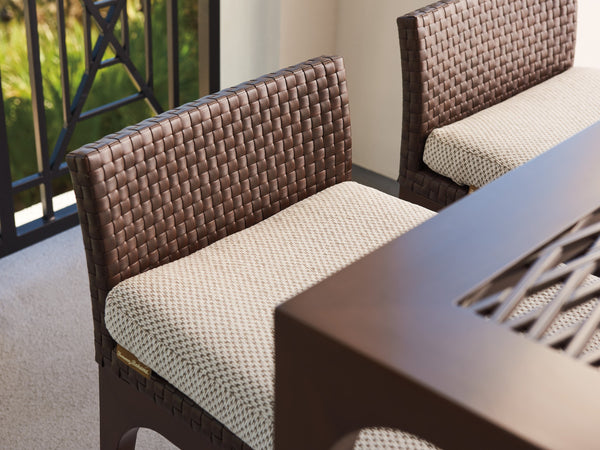 Lexington Tommy Bahama Outdoor 3420 Abaco Bar Stool - Elegant Contemporary Design In English Walnut & Woven Leather Finish  Wood 3420-17-40