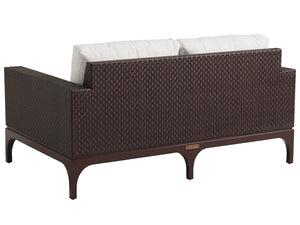 Lexington Tommy Bahama Outdoor 3420-22-40 Abaco Loveseat - Elegant Outdoor Seating With Woven Leather And Walnut Finish For Style  Wood 3420-22-40