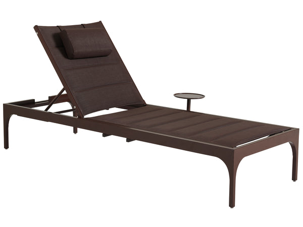 Lexington Tommy Bahama Outdoor 3420-75 Elegant Chaise Lounge With All-weather Wicker, Artisan Aluminum Frame, And Removable Tray Medium Brown Wood 3420-75
