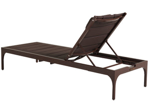 Lexington Tommy Bahama Outdoor 3420-75 Elegant Chaise Lounge With All-weather Wicker, Artisan Aluminum Frame, And Removable Tray Medium Brown Wood 3420-75