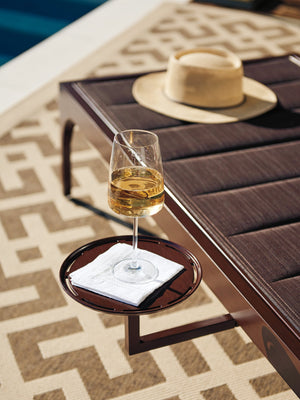 Lexington Tommy Bahama Outdoor 3420-75 Elegant Chaise Lounge With All-weather Wicker, Artisan Aluminum Frame, And Removable Tray Medium Brown Wood 3420-75