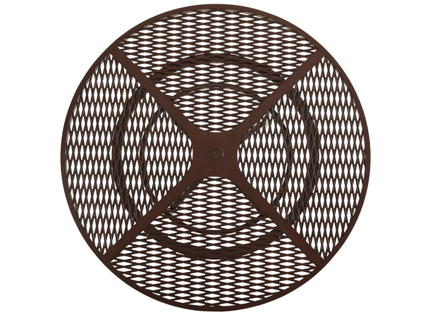 Lexington Tommy Bahama Outdoor 3420-870c Elegant Round Dining Table With Artisan Finish, White Sintered Stone Top & Woven Leather Medium Brown Wood 3420-870c