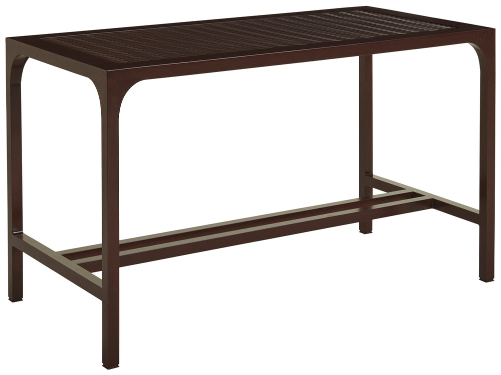 Lexington Tommy Bahama Outdoor 3420-873 High/Low Bistro Table - Elegant Outdoor Dining With Artisan Finish & Durable Sintered Stone Top Medium Brown Wood 3420-873