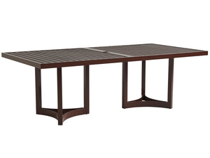 Lexington Tommy Bahama Outdoor 3420-876c Elegant Rectangular Dining Table With Artisan Finish And All-weather Wicker Design Medium Brown Wood 3420-876c
