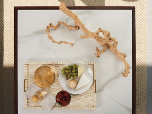 Lexington Tommy Bahama Outdoor 3420-945 Stylish Square Cocktail Table With Durable Sintered Stone Top For Elegant Outdoor Living Medium Brown Wood 3420-945