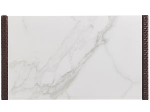 Lexington Tommy Bahama Outdoor 3420-947 Elegant Rectangular Cocktail Table With Woven Leather Look And Durable Sintered Stone Top Medium Brown Wood 3420-947