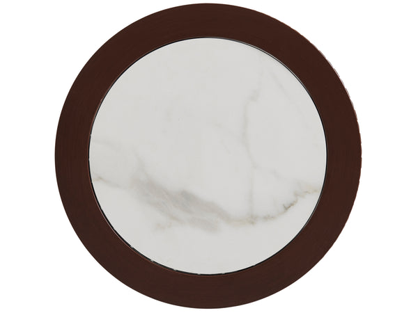 Lexington Tommy Bahama Outdoor 3420-952 Stylish Round Accent Table With Durable All-weather Wicker And Elegant Sintered Stone Top Medium Brown Wood 3420-952