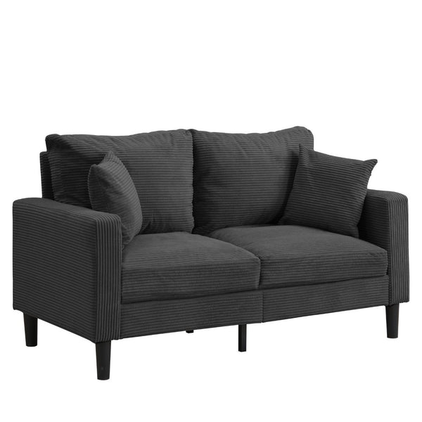 English Elm 57 Inch Compact Upholstered Loveseat with Hardwood Frame for Modern Living Spaces Dark Gray W311P221210