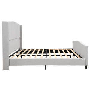 English Elm King Platform Bed Tall Upholstered Teddy Velvet Headboard Boutique Hotel Bedroom Style W1716P419749