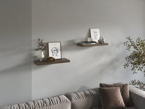 English Elm Floating Dark Brown 2-Shelf Wall Display, 31.5" W x 9.8" D, Engineered Wood, Eco-Friendly Finish B097P369457