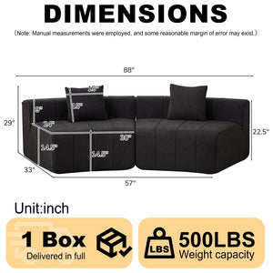 English Elm Chenille Corduroy Modular Curved Sectional Sofa Soft Cloud Form Living Room Seating W834P389121