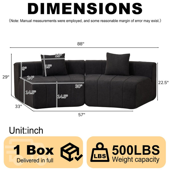 English Elm Chenille Corduroy Modular Curved Sectional Sofa Soft Cloud Form Living Room Seating W834P389121