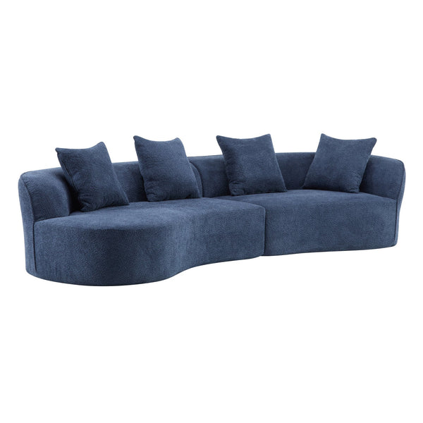 English Elm Christopher Knight Home® - 126" Curved Sectional Sofa – Luxurious Navy Boucle, Modular Design, Plush Foam For Ultimate Comfort N771P247830U_N771P247831U