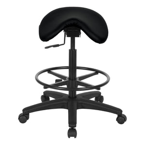 OSP Home Furnishings Backless Saddle Stool Ergonomic Pneumatic Height Adjustable Office Studio Task Seating Dillon Black ST205-R107