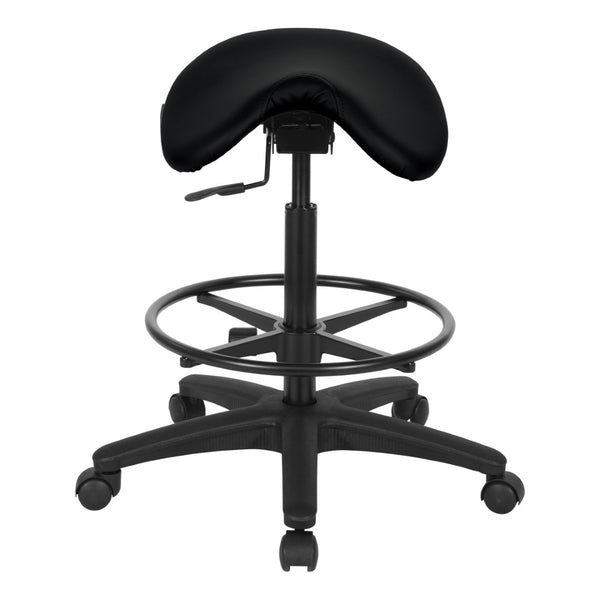 OSP Home Furnishings Backless Saddle Stool Ergonomic Pneumatic Height Adjustable Office Studio Task Seating Dillon Black ST205-R107