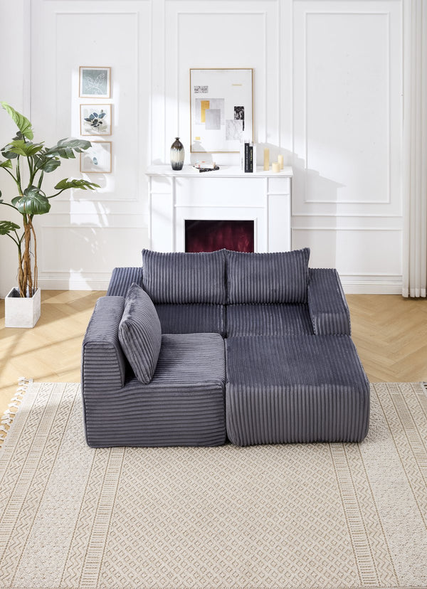 English Elm Modern Minimalist Modular Sectional Sofa - Versatile L-Shape Cloud Couch With Plush Comfort & Style W2959S00002