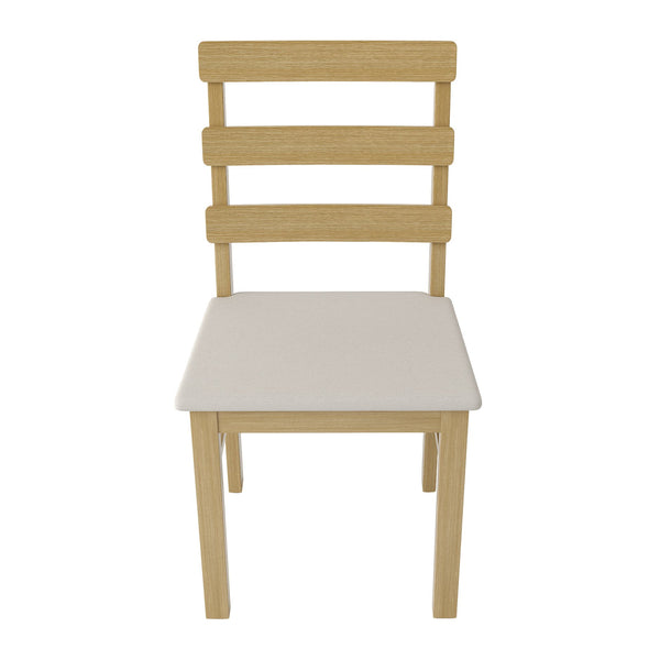 English Elm Original Solid Wood Dining Table and Chairs Set 5-Piece – Sturdy 275lb Capacity, Modern Rustic Design Natural Wood W395P316334