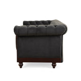 Christopher Knight Home® - Noble House - - Vivalux 59.44" Chesterfield Velvet Loveseat Sofa,2-Person Rolled Arm Dutch Plush Upholstered Sofa Couch With Tufted Button For Living Room, Bedroom, Small Places,Dark Gray