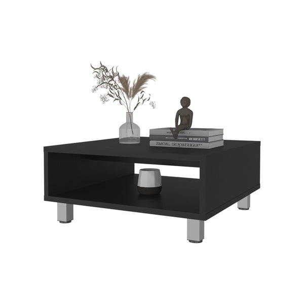 English Elm Avondale Modern Melamine Coffee Table with Durable Scratch-Resistant Surface and Open Storage Shelf Black 28.3 L x 25.2 W x 2.8 H B128P244984