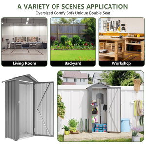 English Elm Campcraft Galvanized Iron Compact Metal Garden Shed Waterproof Lockable Outdoor Storage W1598P283839