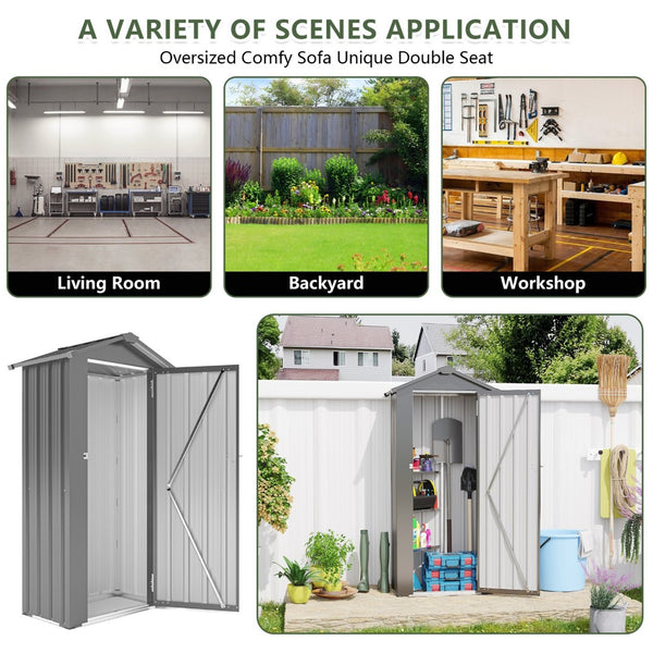 English Elm Campcraft Galvanized Iron Compact Metal Garden Shed Waterproof Lockable Outdoor Storage W1598P283839