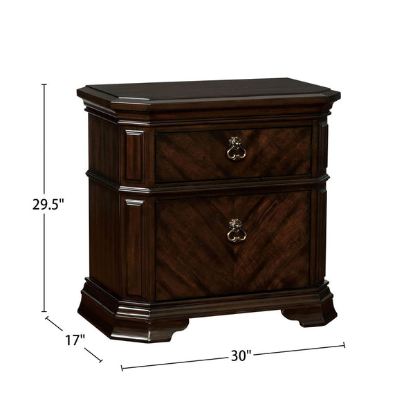 English Elm Wooden Nightstand With Hidden Drawer & Usb Port - Elegant Espresso Finish For Modern Bedrooms B016P251583-GIGA