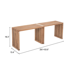 Zuo Modern Riviera Extendable Bench Set Of 2 - Stylish Acacia Wood Design For Outdoor And Indoor Living Spaces Natural Solid Acacia Wood 704156-zuo-modern