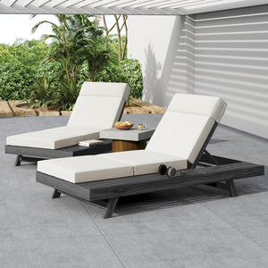 English Elm Lounge Chaise Outdoor Acacia Wood Slatted Frame with Water Resistant Cushion Resort Style Black,Cream N770P442B67C