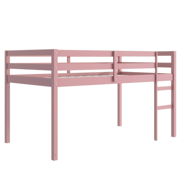 English Elm Solid Twin Loft Bed with Ladder and Reinforced Slats for Storage-Friendly, Space-Saving Bedrooms Pink W504P190960