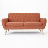 Christopher Knight Home® - Noble House - Bernice Petite Mid Century Modern Tufted Burnt Orange Fabric Sofa