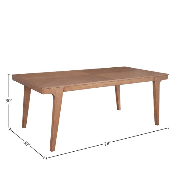 Alpine Furniture Olejo Dining Table Natural – Classic 78" Solid Wood Centerpiece, Seats 6, Tapered Legs, Durable Finish 3426-01