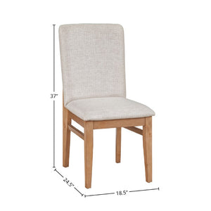 Alpine Furniture Olejo Natural Side Chairs With Oatmeal Cushions — Timeless Tapered-Leg Dining Seating, Durable Comfort 3426-02