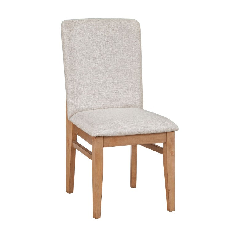 Alpine Furniture Olejo Natural Side Chairs With Oatmeal Cushions — Timeless Tapered-Leg Dining Seating, Durable Comfort 3426-02