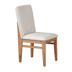 Alpine Furniture Olejo Natural Side Chairs With Oatmeal Cushions — Timeless Tapered-Leg Dining Seating, Durable Comfort 3426-02